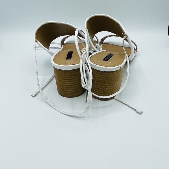 Tahari Shoes Womens Size 10 M White Leather Doe Strappy Lace Heels Sandals Open - Picture 7 of 12